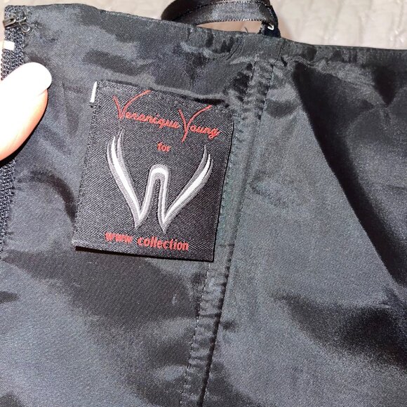 Veronique Young Vintage Womens Bustier Style Top Size M Black Pink Strapless - Picture 7 of 9